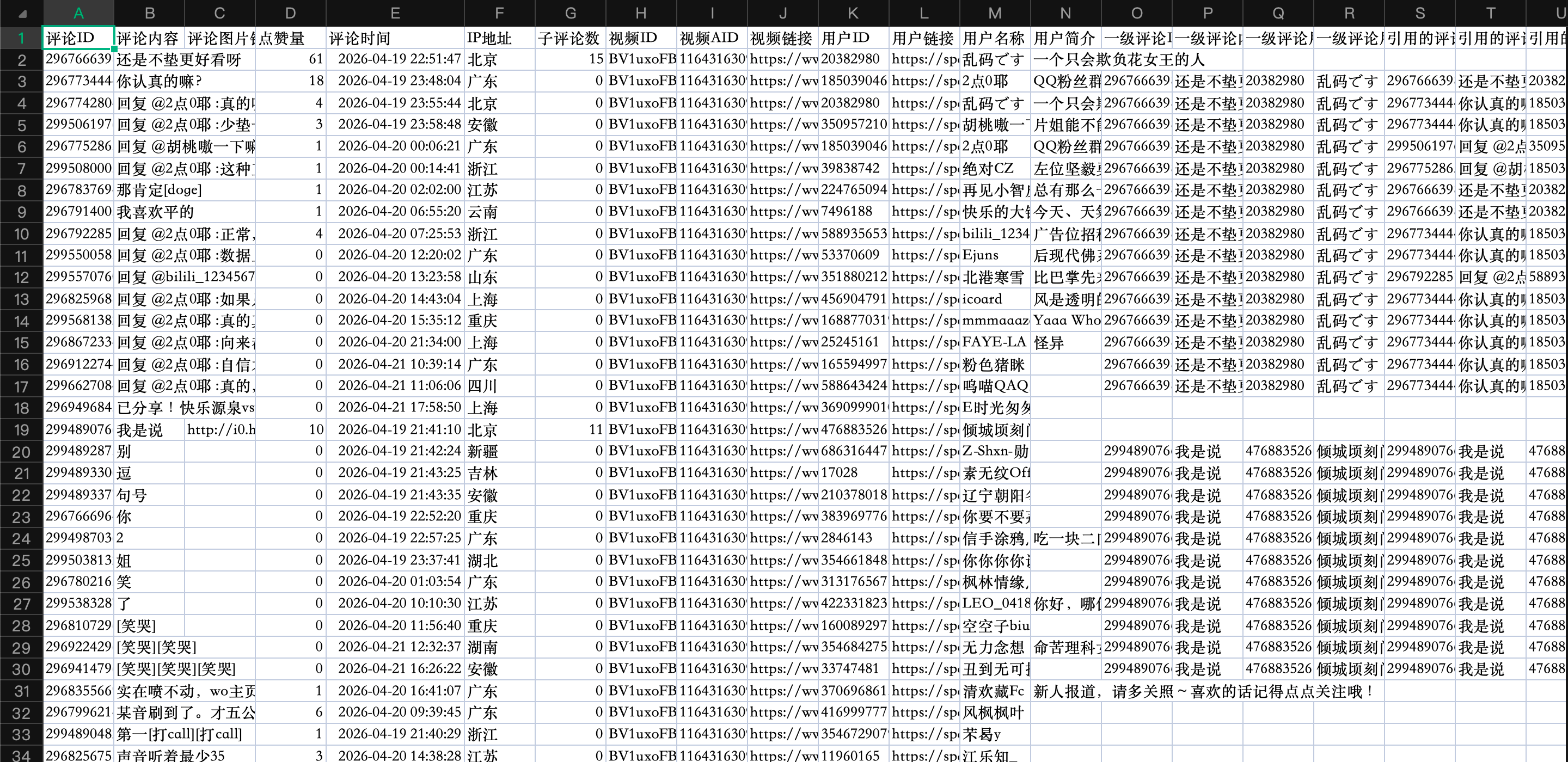 导出的Excel示例