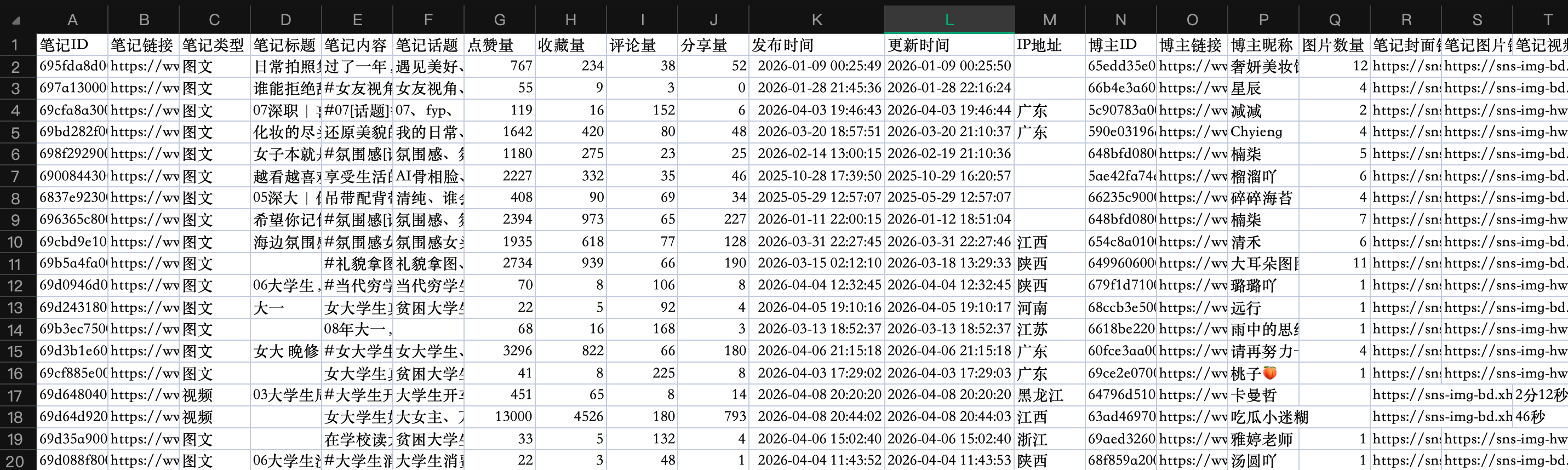 导出的Excel示例
