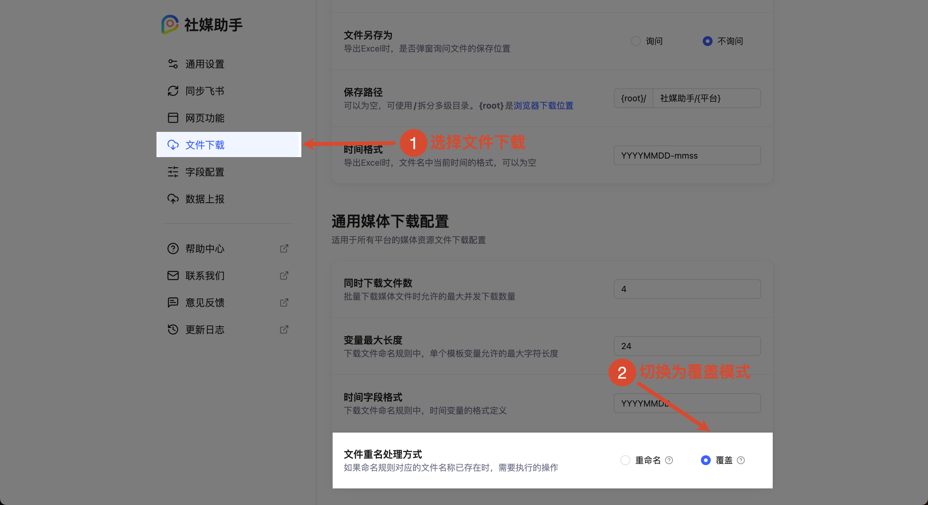 媒体文件下载覆盖模式截图